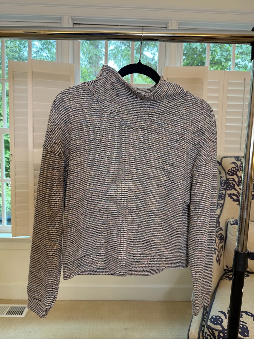 Madewell Marled Cowl-Neck Sweater in Blue and Gray
